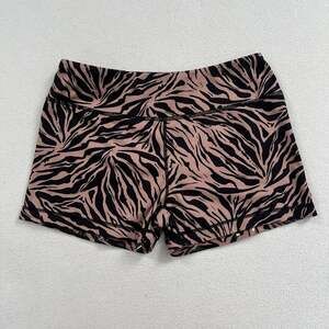 IAB MFG Women Tan Black Animal Tiger Print 2.5" Fitted Athletic Shorts USA M 8